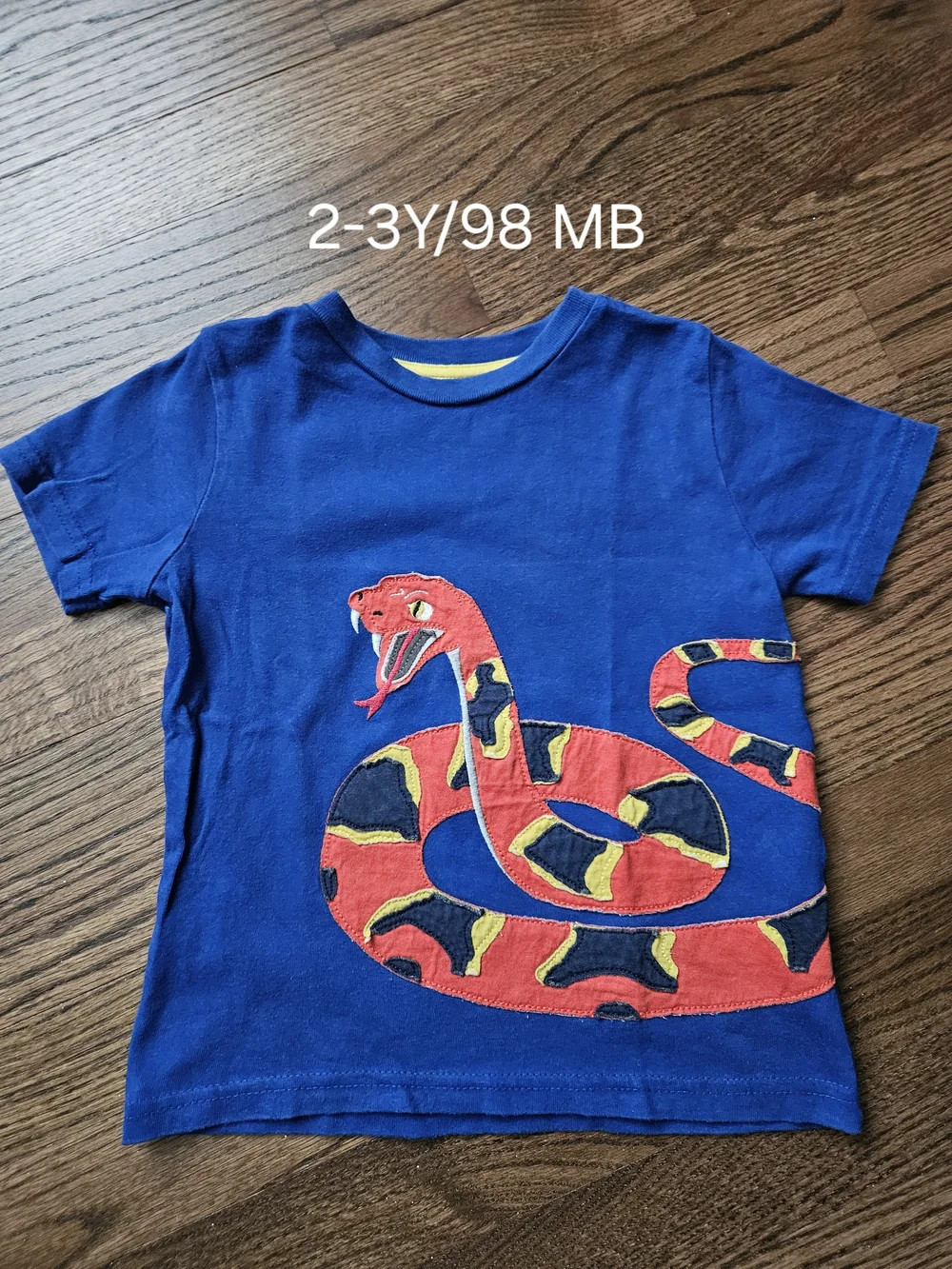 Mini Boden Royal Blue Tee with Red Snake Applique